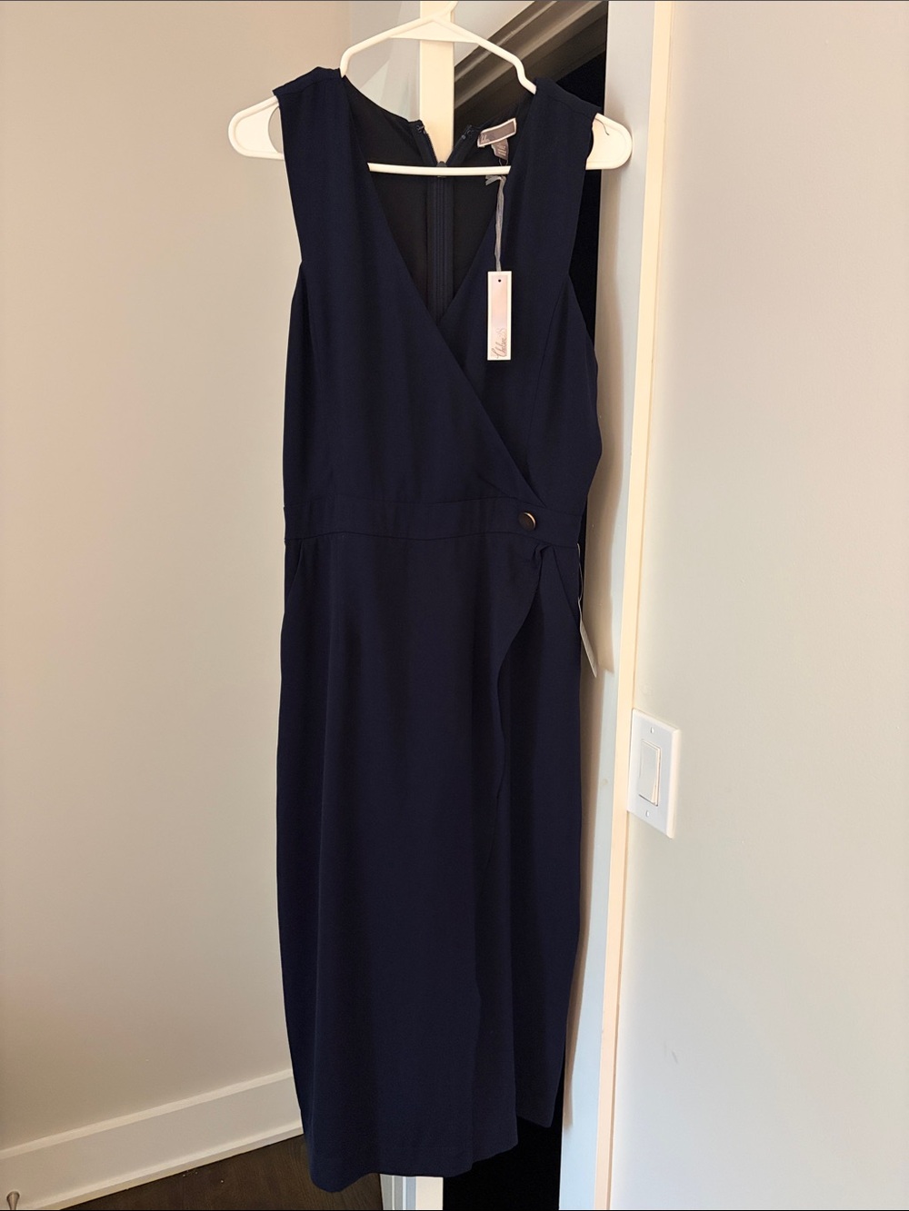 Chelsea28 Sleeveless Navy Wrap Dress